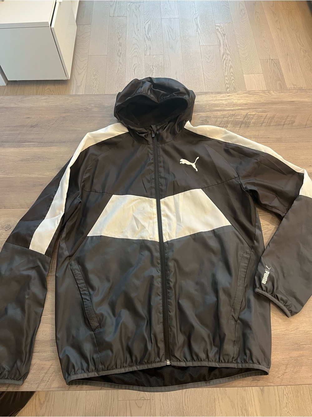 Puma Men’s Black and White Hooded Windbreaker